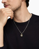 L Initial Amulet in Sterling Silver with 14K Yellow Gold, 17mm